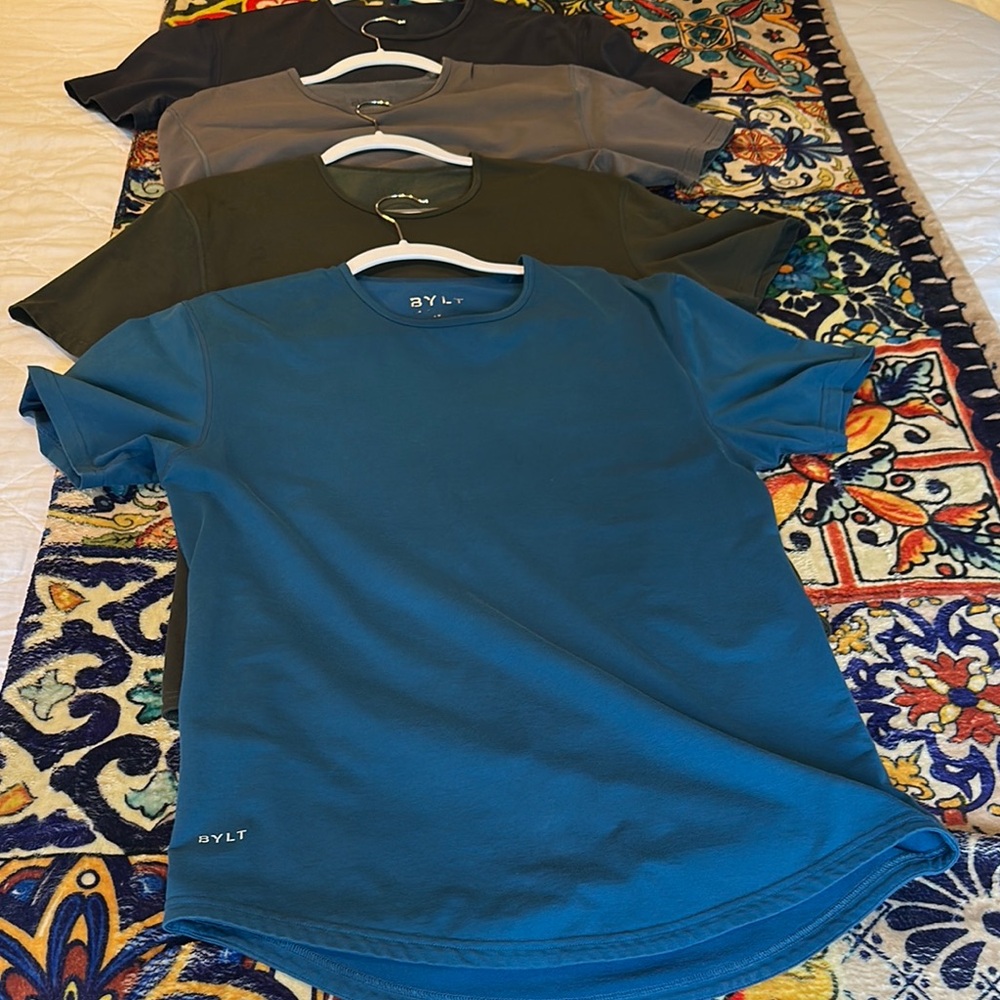 BYLT Bundle 4 Men's Classic Crew Neck T-Shirt - Blue, Dark Green, Gray, Black